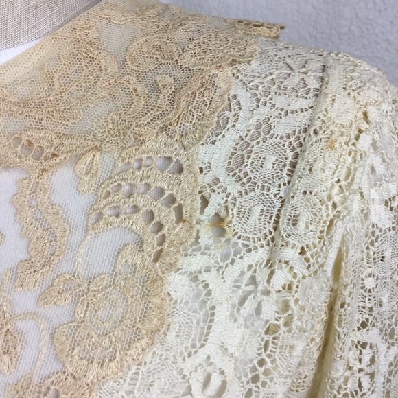 Outback Red Blouse Size S Sheer Vintage  Victorian 1970s Lace Long Sleev… - Picture 13 of 16